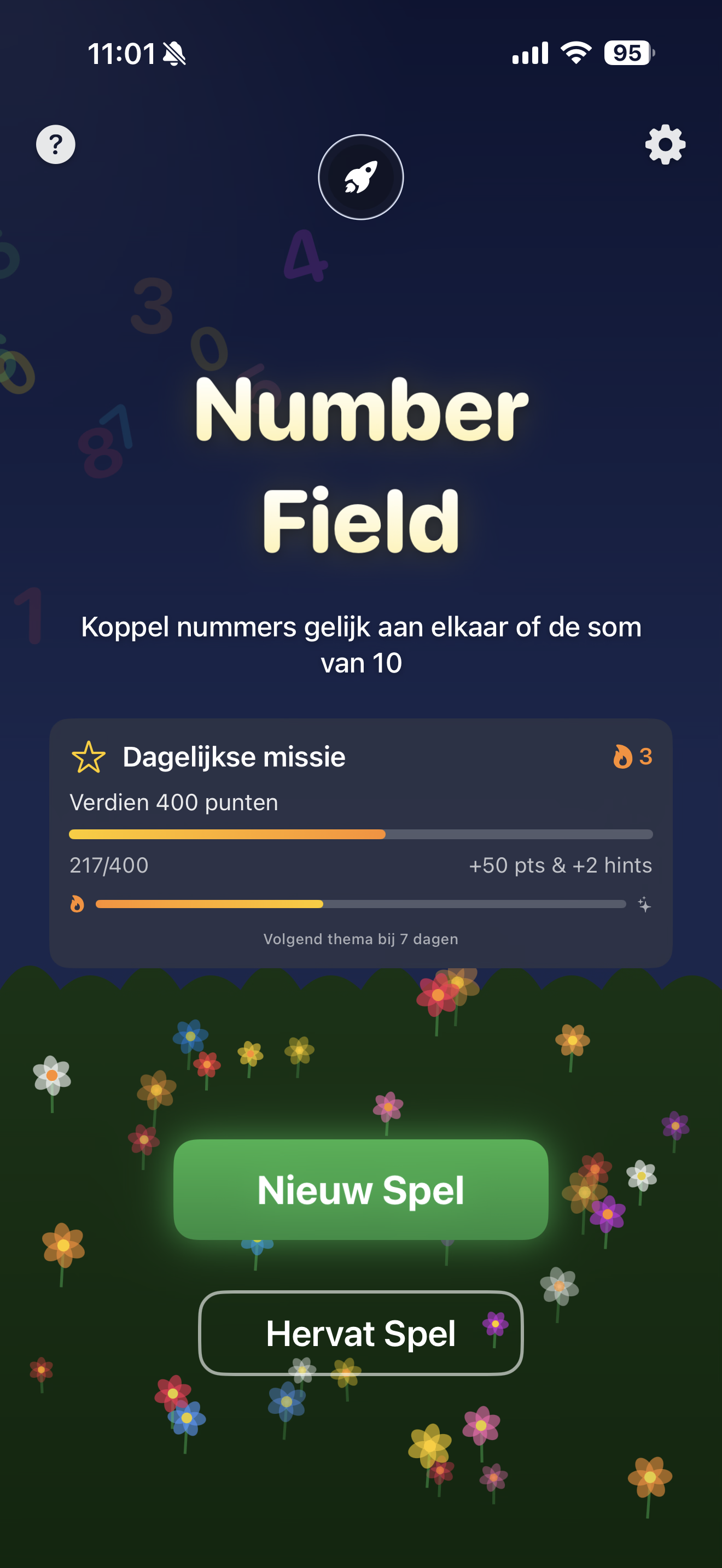 Number Field Startscherm
